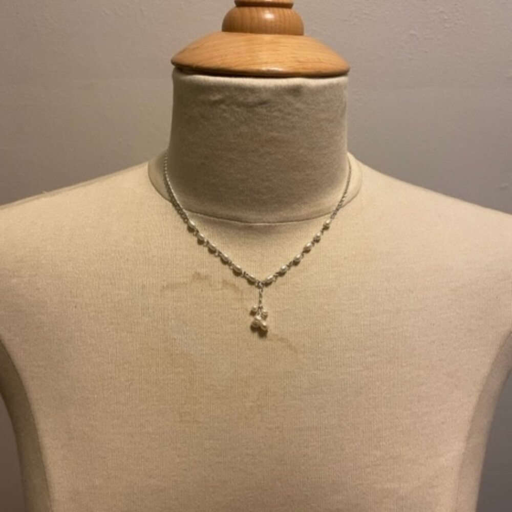 NWT signed Miriam Haskell sterling silver and natural seed pearl choker necklace